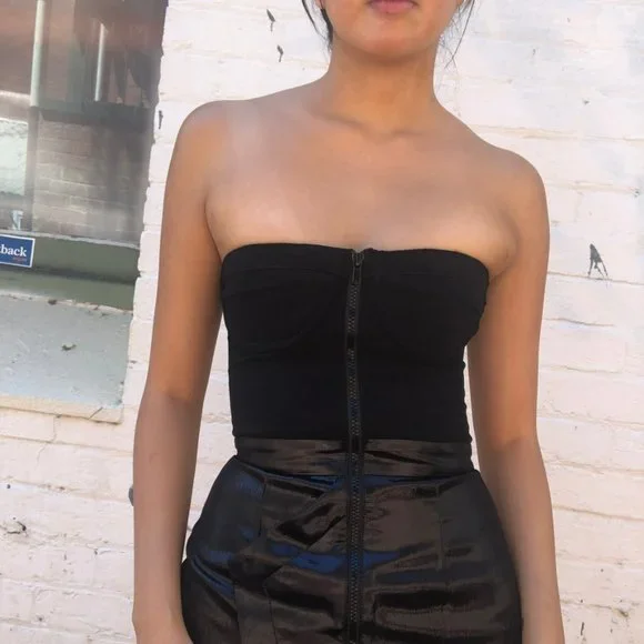 Camilla & Marc Sovereignty Black Bustier Dress with Foiled Metallic Skirt - Picture 6 of 8